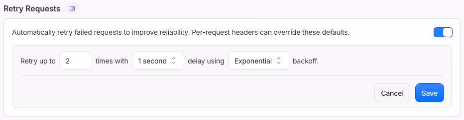 Cloudflare AI Gateway Retry setting
